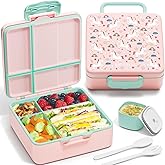 Fimibuke Bento Lunch Box for Kids, Leak Proof Toddler Bento Box with 4 Compartments BPA Free Dishwasher Safe Lunch Container with Utensils, Ideal Portion Sizes for Ages 3-12 Girls Boys for School