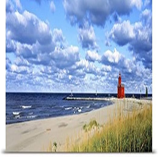 Amazon Com Greatbigcanvas Entitled Big Red Lighthouse Lake