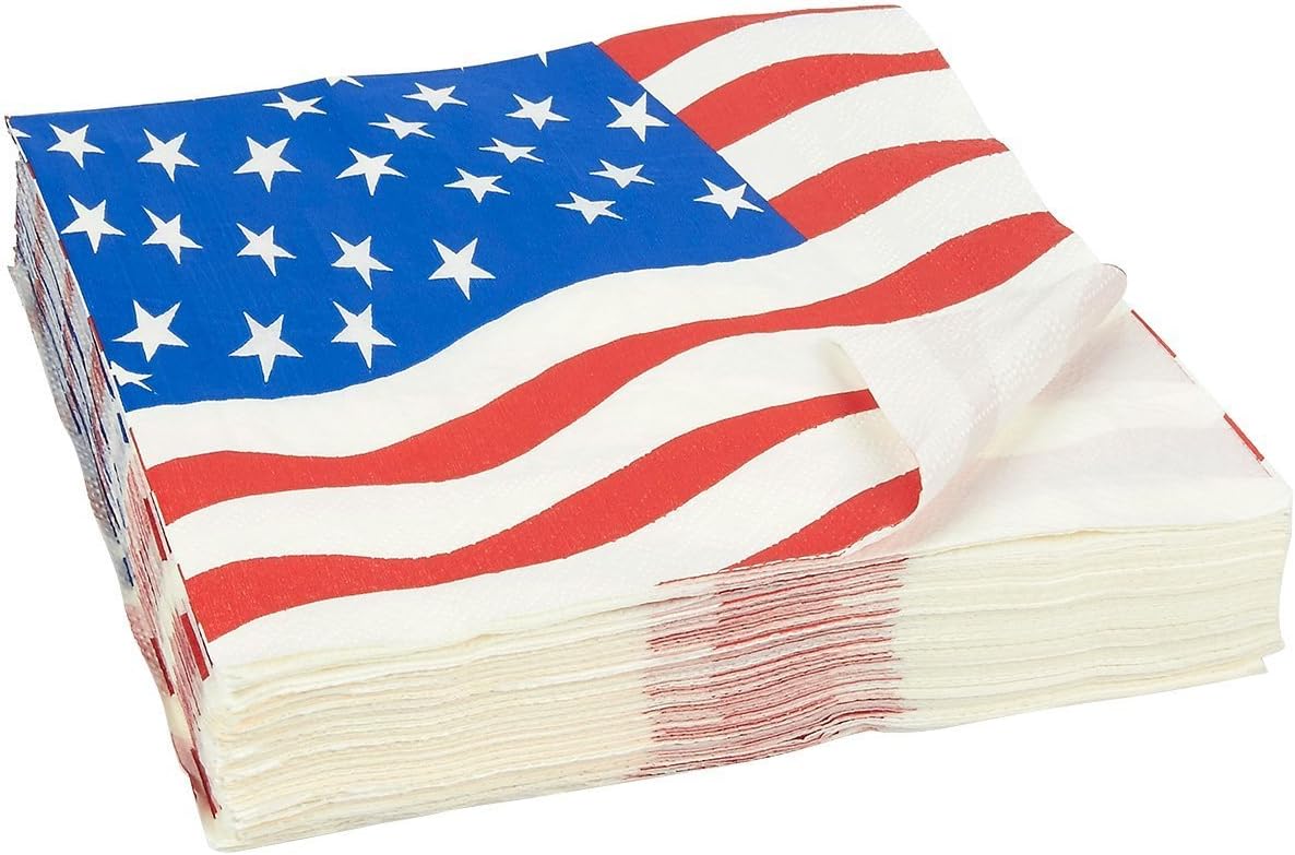 American Flag Party Bundle, Includes Paper Plates, Napkins, Cups and Cutlery (Serves 24, 144 Total Pieces): Toys & Games