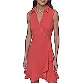KARL LAGERFELD Womens Ruffle Flounce Collared Sleeveless Mini Dress