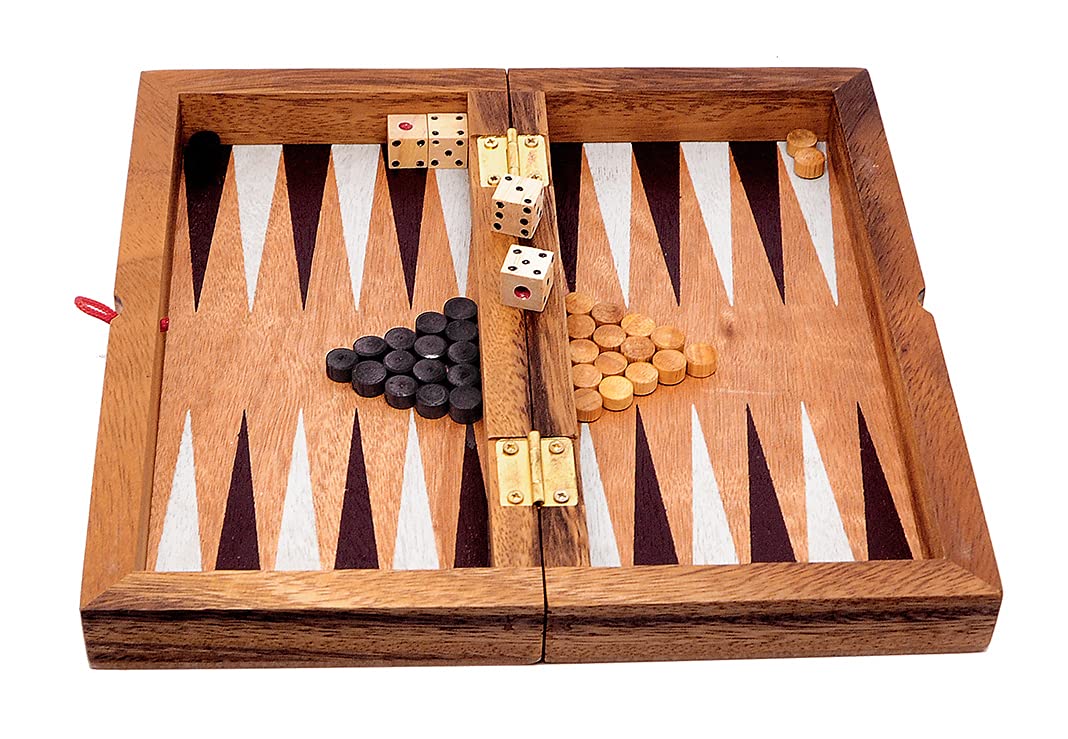 Logica Puzzles Art. Backgammon M - Wooden Board Game - Strategy Game for 2 Players - Travel Version