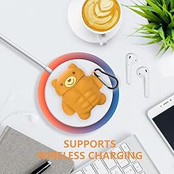 AirPods Case Cute Muscle Bear Design with Keychain