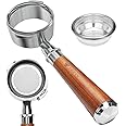 58mm Bottomless Portafilter, Professional Stainless Steel Portafilter 2 Ears for 58 Gaggia Machines- Not suitable with E61 groupheads,with Walnut Handle & Filter Basket