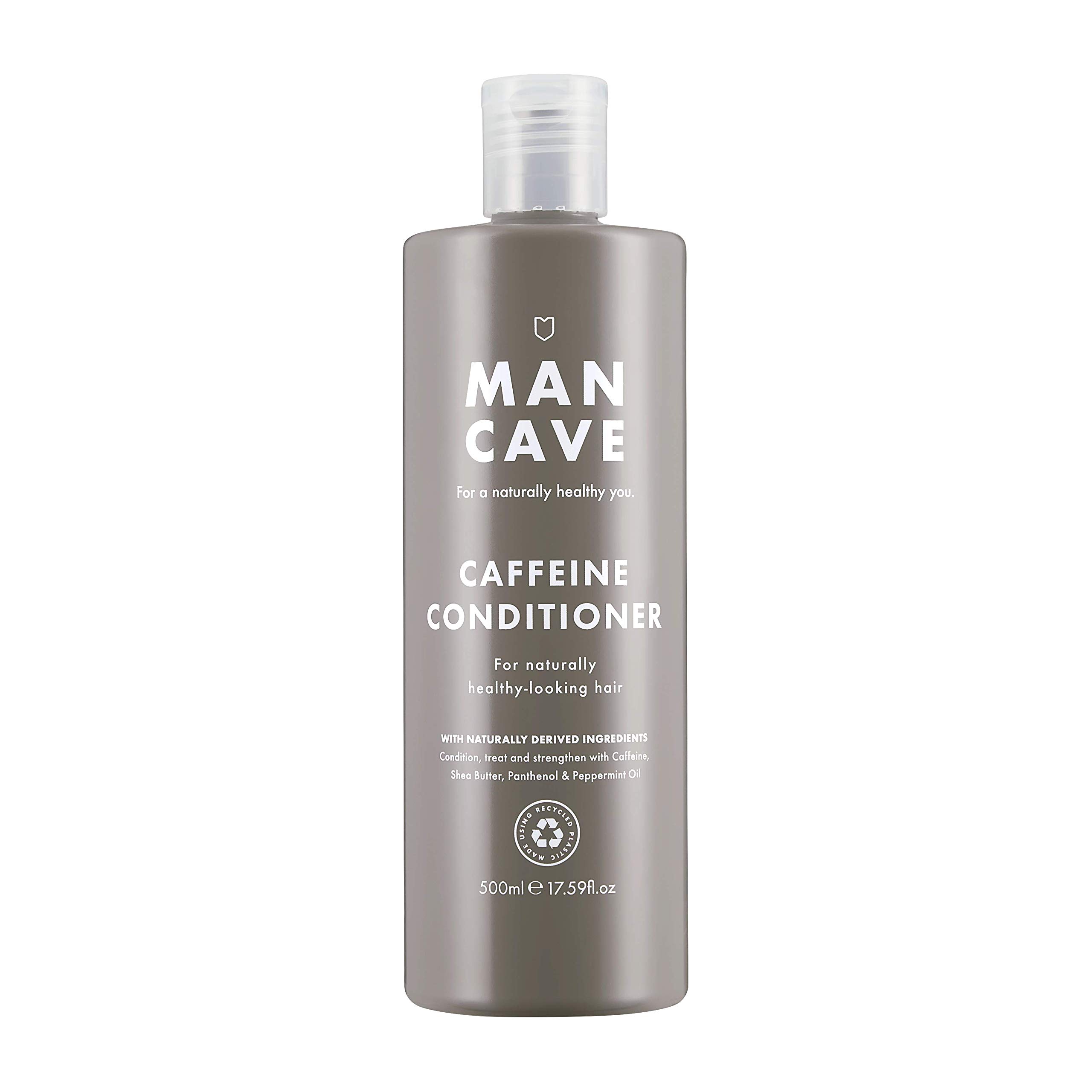 ManCave Caffeine Mens Conditioner, 500 ml, Hair Conditioner, Natural, Vegan, Eco-Conscious and Cruelty-Free, Strengthening Conditioner with Caffeine, Shea Butter, Panthenol, Hair Conditioner for Men