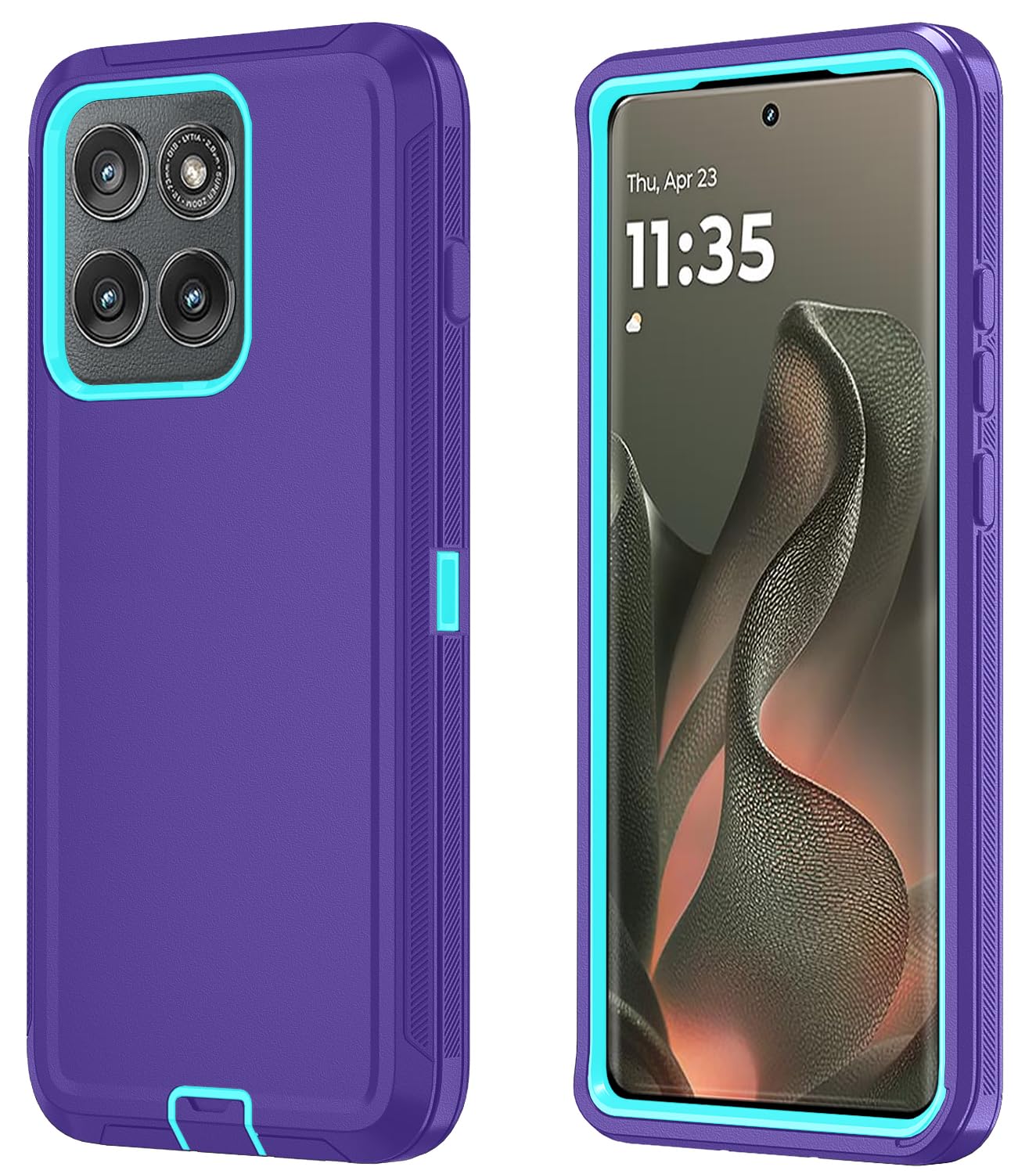 Qinmay Phone Case for Motorola Moto Edge 5G 2025 Case, Heavy Duty Shockproof & Dropproof 3-Layer Cover Phone Case for Moto Edge 2025(PurpleSkyBlue)
