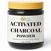 Herbs Botanica Activated Charcoal Powder, Food Grade Natural Detoxifier for Digestive Health, Teeth Whitening, Detoxification &amp; Bug Bite Relief, 8 oz / 227 gm