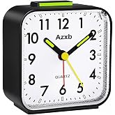Azxb Analog Alarm Clock, Silent No Ticking Battery Operated Travel Alarm Clock with Night Light, Snooze, Loud Alarm, Luminous, Quiet Small Desk Clock for Bedrooms Deep Sleeper Adults Kids, Easy Set