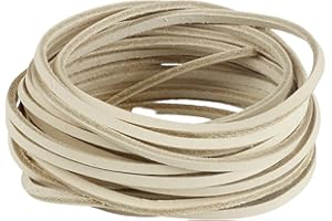 TOP-RANK LEATHER SINCE 2015 Toprank Leather Flat Full Grain Genuine Leather Cord & Strip for Bracelets, Necklaces, Beading & DIY Jewelry Crafts (Natural, 3mm-5yard)