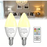 E12 LED Candelabra Light Bulbs 40 Watt Equivalent with Remote Control,Dimmable Type B Bulbs with 3 Color Temperatures &amp; Timer Memory,4W B11 C37 Candle Small Base for Ceiling Fan(&phi;1.47*3.89inch)