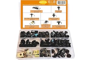 GUSIRUI 64Pcs Auto Car U Clip U Nut and Body Bolts Screw Assortment Kit Body Bolt and Clip Kit Bumper Cover Fender Screw u Nut Fasteners for Universal Car