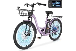 MOONCOOL Electric Bike for Adults, 700W Peak Power 7 Speed Step Through Electric Cruiser Bike, 40 Miles Electric Bicycle with 36V 10.4Ah Battery, Aluminum Frame City Commuter E Bikes for Women, Men