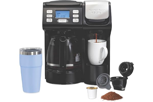 Hamilton Beach FlexBrew Trio 3-Way Coffee Maker, Single Serve & 12 Cup Drip Coffee Maker, Pod & Ground Coffee Compatible, Fas
