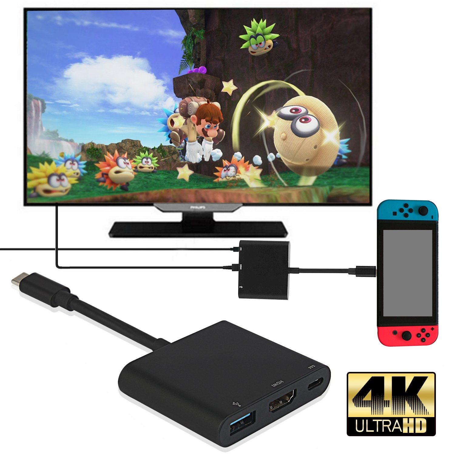 HDMI USB C Hub Adapter for Nintendo Switch, 1080P 4K Type C to HDMI Converter Dock Cable for Nintendo Switch