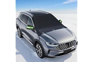 HQCONTL Windshield Cover for Ice and Snow - 600D Oxford Fabric Car Windshield Snow Cover Heavy Duty, Magnetic Car Anti-Snow Cover for Most Sedan Truck SUV Van and MPV, Winter Cars Accessories (70 x 50 Inch)