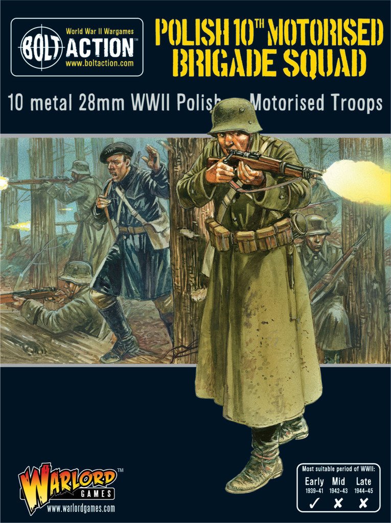 Polish 10th Motorised Brigade Squad - 28mm Scale Metal Miniatures for Bolt Action by Warlord Games - Highly Detailed World War 2 Miniatures for Table-top Wargaming