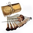 Makeup Brushes, PeleusTech 24pcs Cosmetics Brushes Set Synthetic Kabuki Professional Brush Kit Cream Contour Face Powder, Foundation, Eyeshadow, Lip Brushes with PU Leather Case-Golden