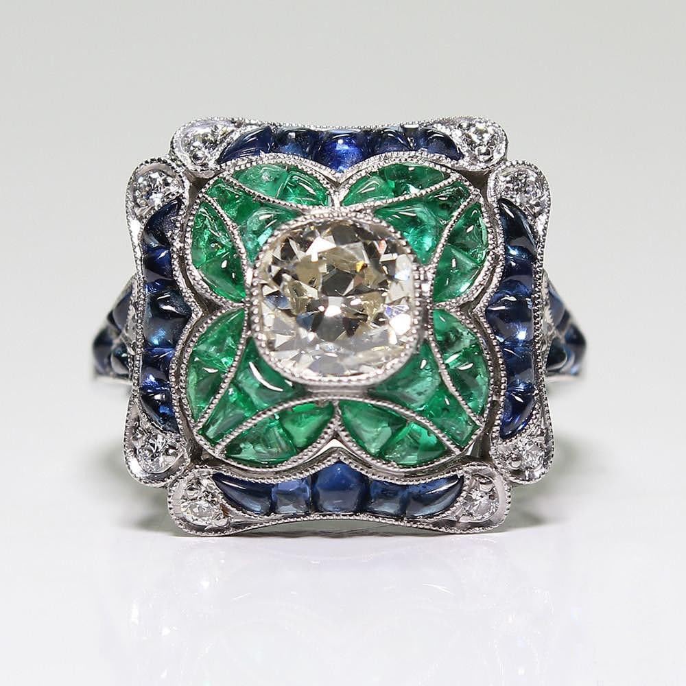 JewelryPalace 925 Sterling Silver Vintage Emerald Ring Women Wedding Fashion Jewelry #3 (6)