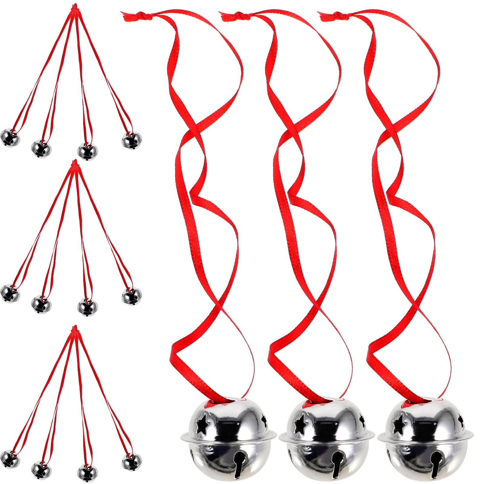 20Pcs Christmas Jingle Bells Rustic Craft Bells for Christmas Tree Wreath Garland Ornaments Holiday DIY Decorations Silver (3cm)