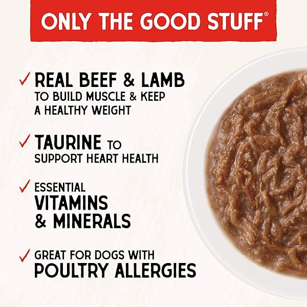 STELLA & CHEWY’S GRASS FED BEEF & LAMB SHREDRS – PREMIUM DOG FOOD POUCHES – PERFECT FOR PICKY EATERS – 12 PACK, 2.8OZ EACH