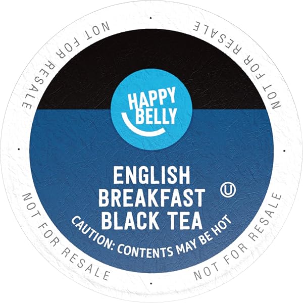AMAZON BRAND – HAPPY BELLY TEA PODS, ENGLISH BREAKFAST, 24 COUNT, COMPATIBLE WITH 2.0 K-CUP BREWERS