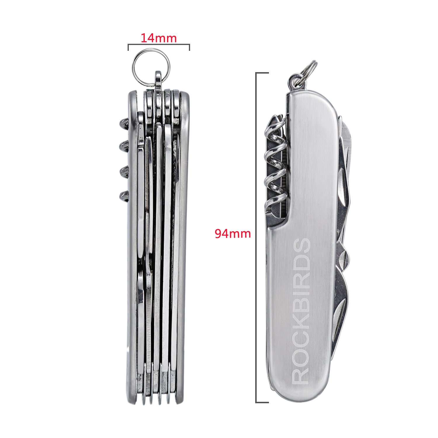 Multitools Knife, RockBirds Stainless Steel Multi Pocket Knife, 11-in-1 Multi-Function (2 PACK)