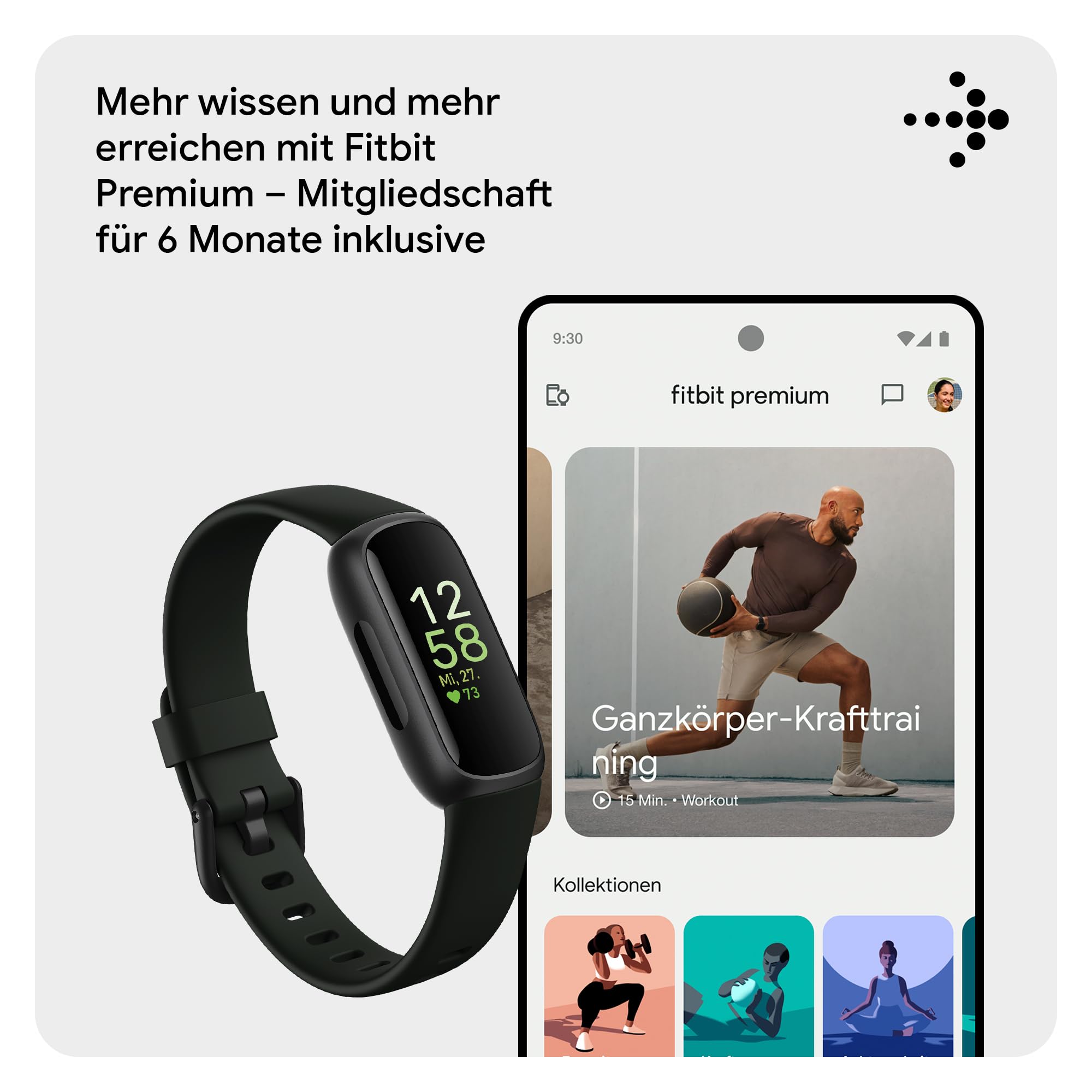 Google Fitbit Inspire 3 – Gesundheits- & Fitness-Tracker Damen / Herren - Herzfrequenzmessung, Stressmanagement, Schlafanalyse & bis zu 10 Tage Akkulaufzeit – Fitnessuhr kompatibel mit Android/iOS 9