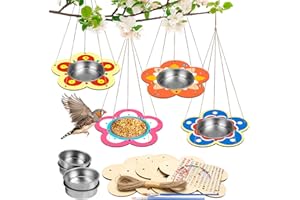 Fennoral 4 Pack Bird Feeder Kits for Kids Make Your Own Bird Feeders Wooden Art and Craft for Girls Boys Ornaments DIY to Paint Craft for Summer Garden Outdoor Decoration Spring Activities Project