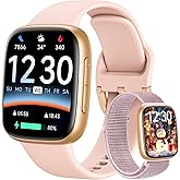 Fitpolo Smart Watch for Women, 1.85" AMOLED Fitness Tracker with Bluetooth Call, Heart Rate/Sleep/SPO₂ Monitor, 100+ Sports Modes, 3ATM Waterproof Smartwatch for Android/iPhone, Includes 2 Bands