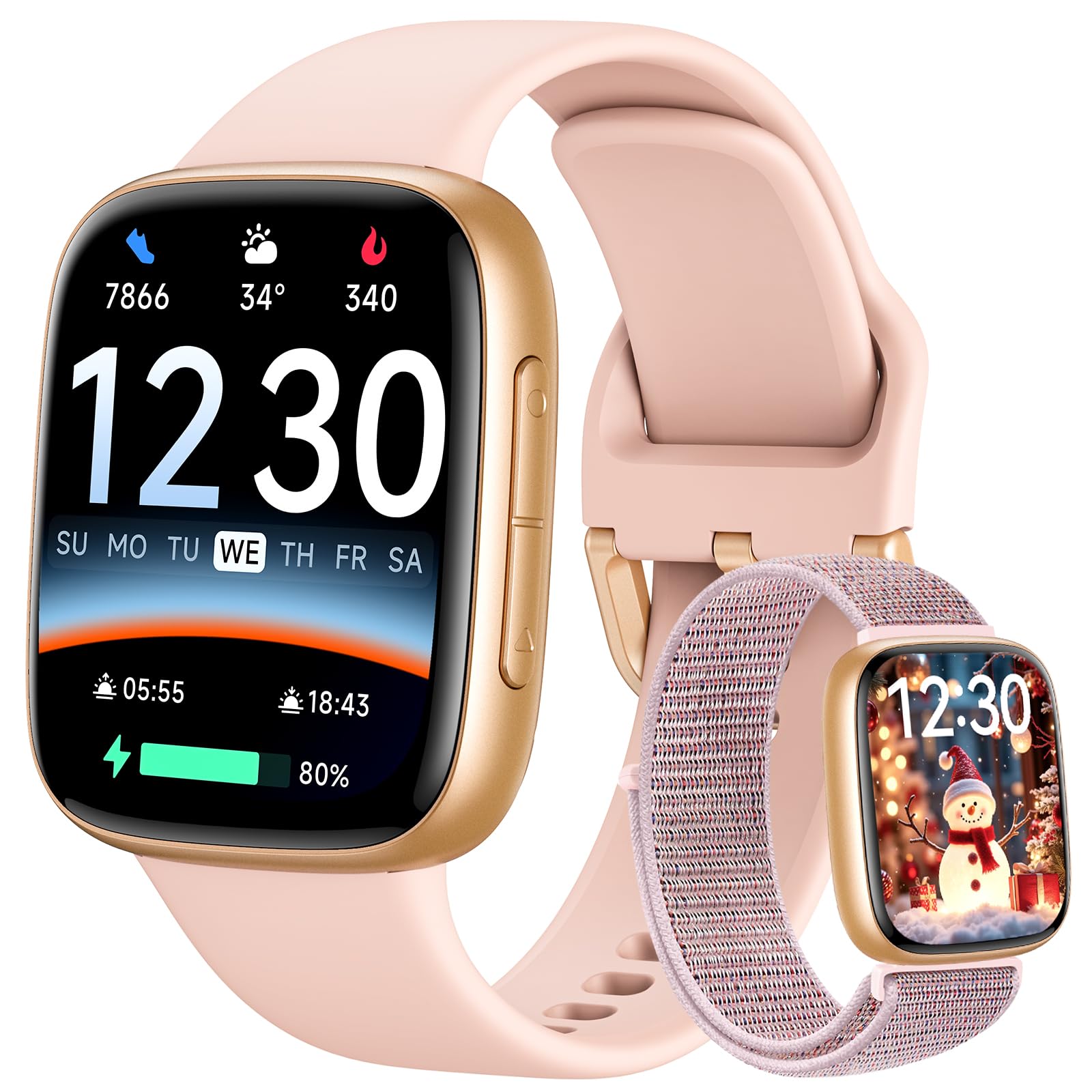 Photo 1 of Fitpolo Smart Watch for Women, 1.85" AMOLED Fitness Tracker with Bluetooth Call, Heart Rate/Sleep/SPO? Monitor, 100+ Sports Modes, 3ATM Waterproof Smartwatch for Android/iPhone, Includes 2 Bands