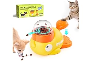 Potaroma Cat Puzzle Treat Dispenser, Interactive Duck-Shaped Enrichment Toy for Cats and Small Dogs, IQ Training and Exercise 8.6 Inches