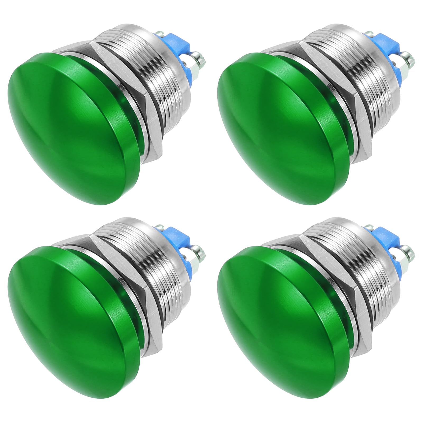 METALLIXITY 4PCS 3A 22MM 7/8" Momentary Mushroom Head Push Button Switch 12V 24V 120V 250V AC Green 1NO Waterproof IP65 SPST Domed Round 2 Screw Foot Button
