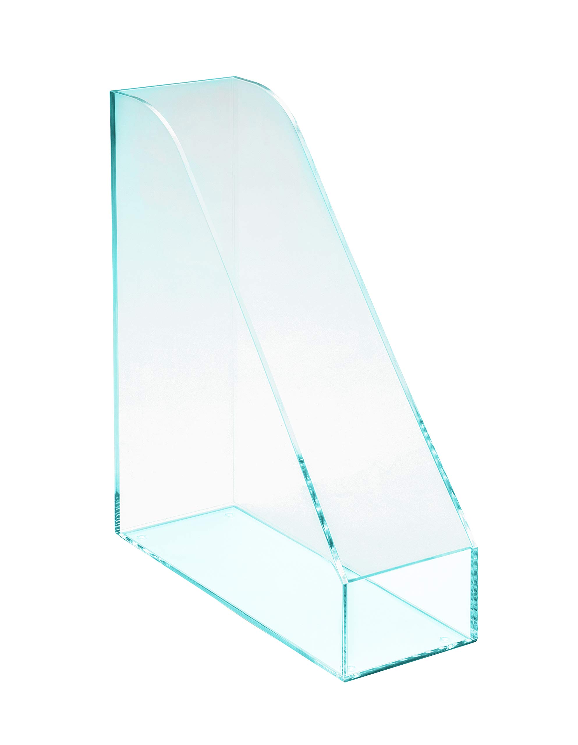 Osco Acrylic Magazine Rack, Extra-Wide Desk Floor File & Magazine Holder, Thick Premium Acrylic Display for Office, Home, Study - Glasslook (Single)