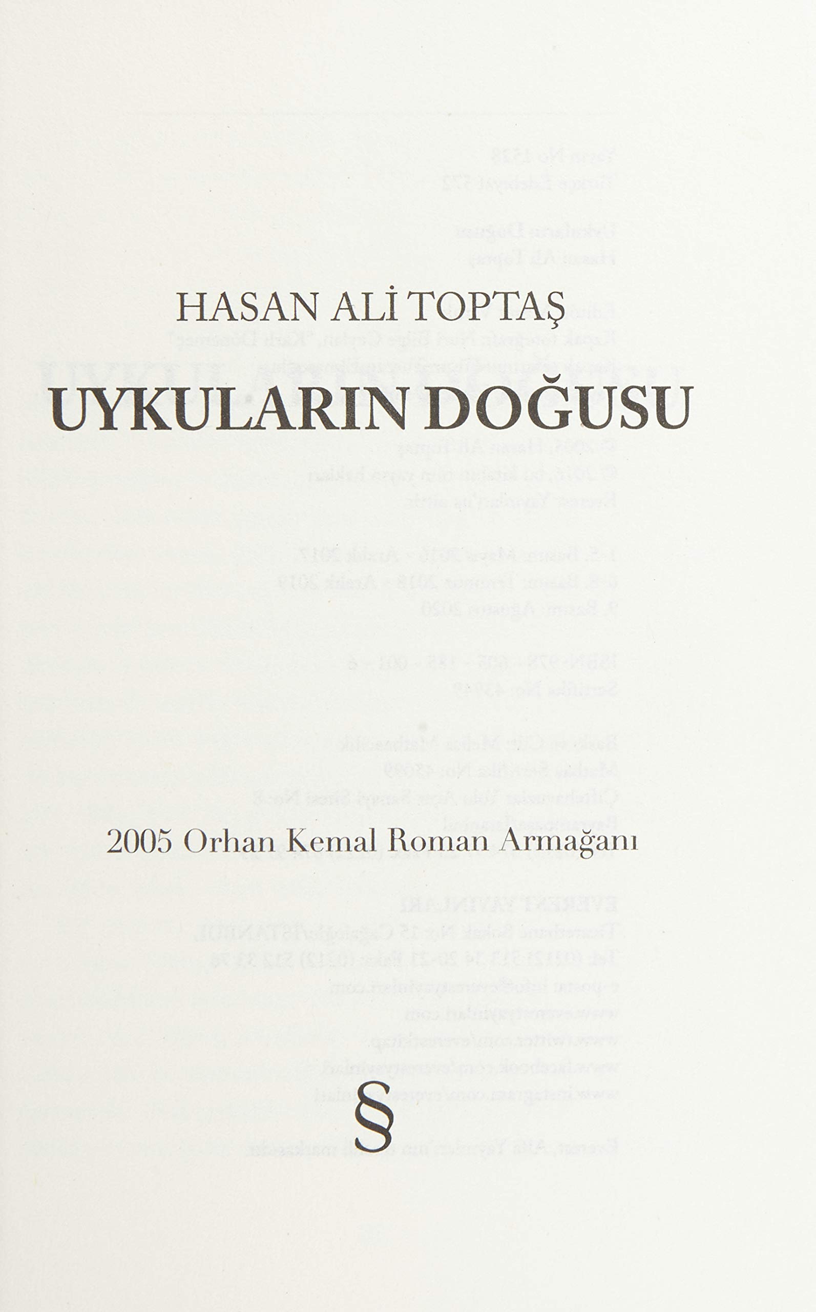 Uykularin Dogusu Amazon Co Uk Hasan Ali Toptas 9786051850016 Books