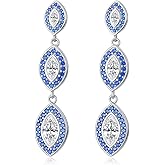 PEIMKO Evil Eye Earrings 925 Sterling Silver Dangling Evil Eyes Protection Earrings Devil Amulet Jewelry for Women