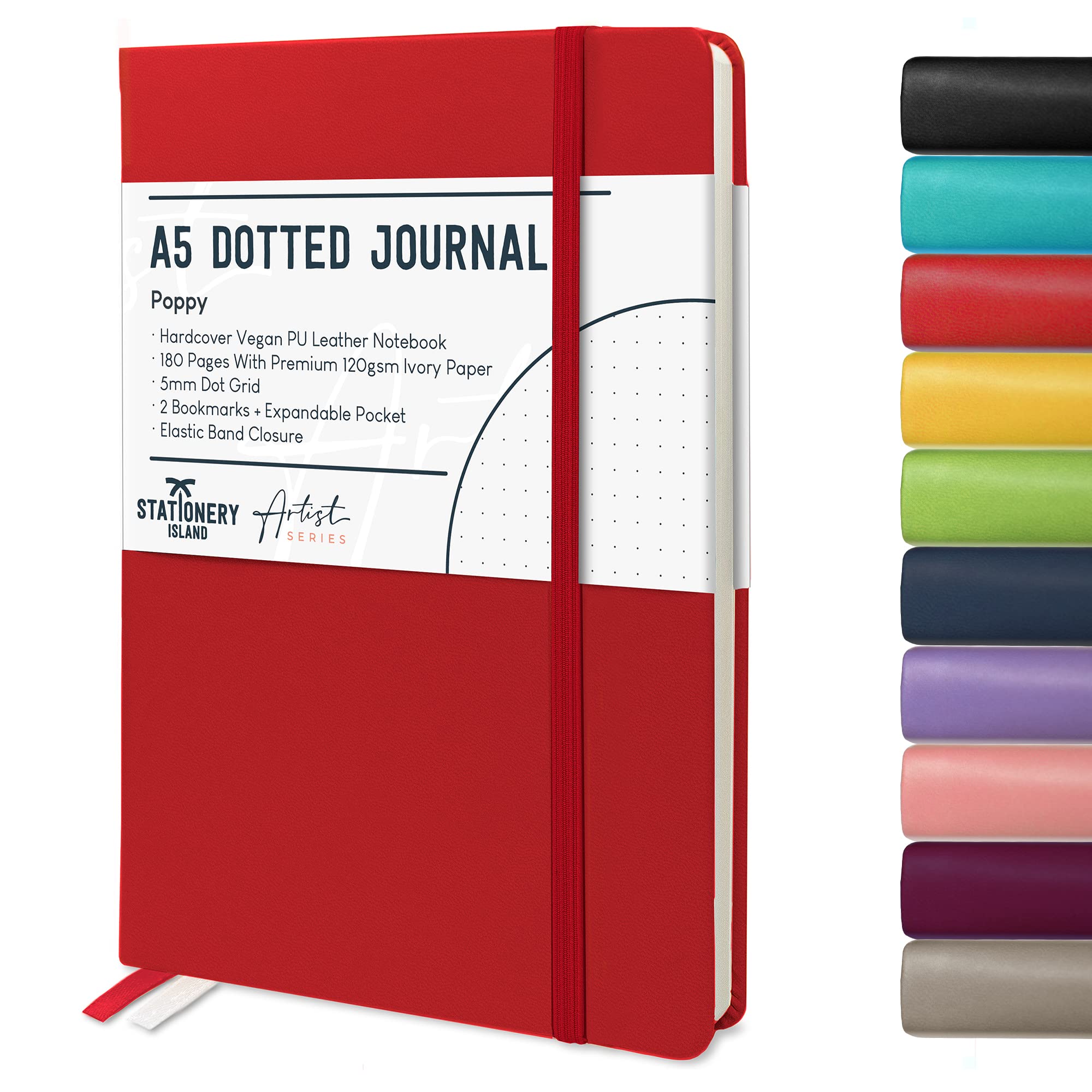 STATIONERY ISLAND Bullet Dotted Journal A5, Hardcover Dotted Notebook, Thick 120gsm Paper 180 Pages Journal Notebook