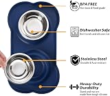 Hubulk 2 Stainless Steel Pet Bowls No Spill Non-Skid Mat Medium Navy view 2
