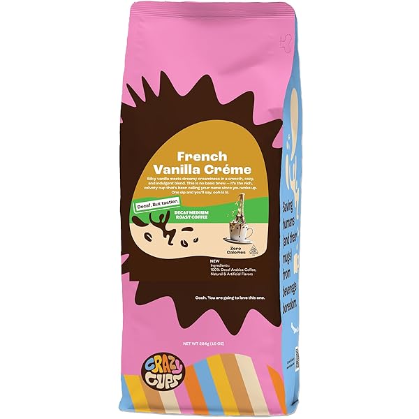 CRAZY CUPS DECAF FLAVORED GROUND COFFEE, FRENCH VANILLA...