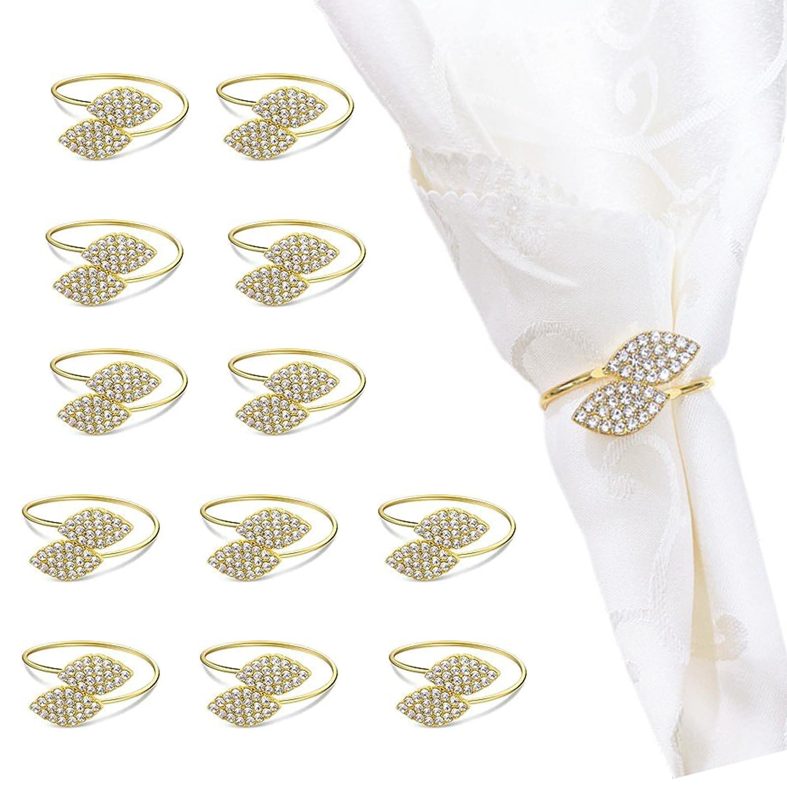 BSITSSS 12 Pcs Metal Napkin Rings, Gold Napkin Rings, Napkins Rings for Table Decoration, Elegent Napkin Buckle, Napkin Buckles for Wedding Party Table Setting Table Decoration