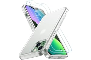 SPIDERCASE Designed for iPhone 13 Case/iPhone 14 Case, [10 FT Military Grade Drop Protection] [with 2 pcs Tempered Glass Screen Protector] Cover for iPhone 13 & 14 6.1 inch (Frosted Clear)