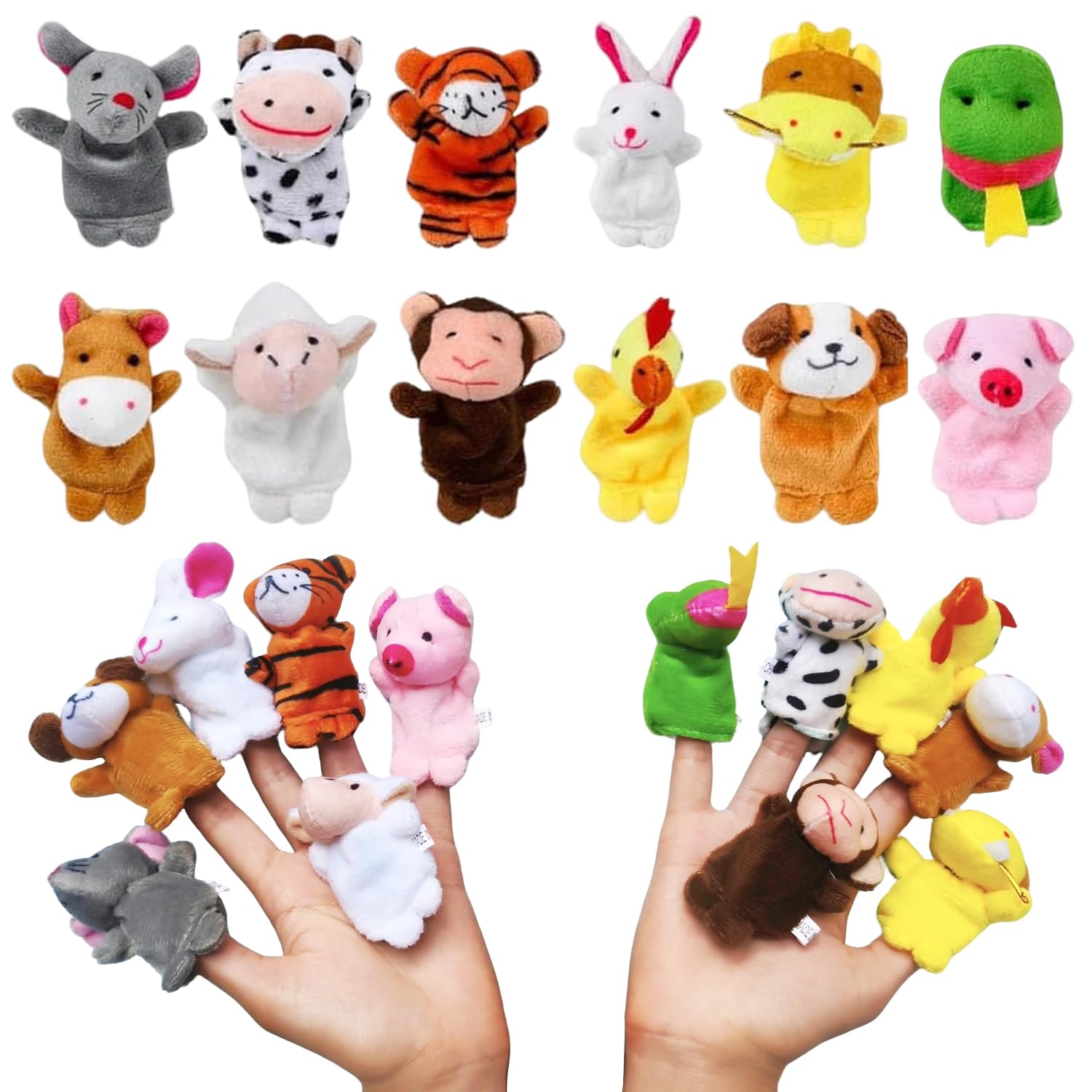 12 Pcs Finger Puppets Animal Finger Puppets for Kids Plush Puppet Educational Show Stage Party Bag Fillers School Gift for Boys and Girls