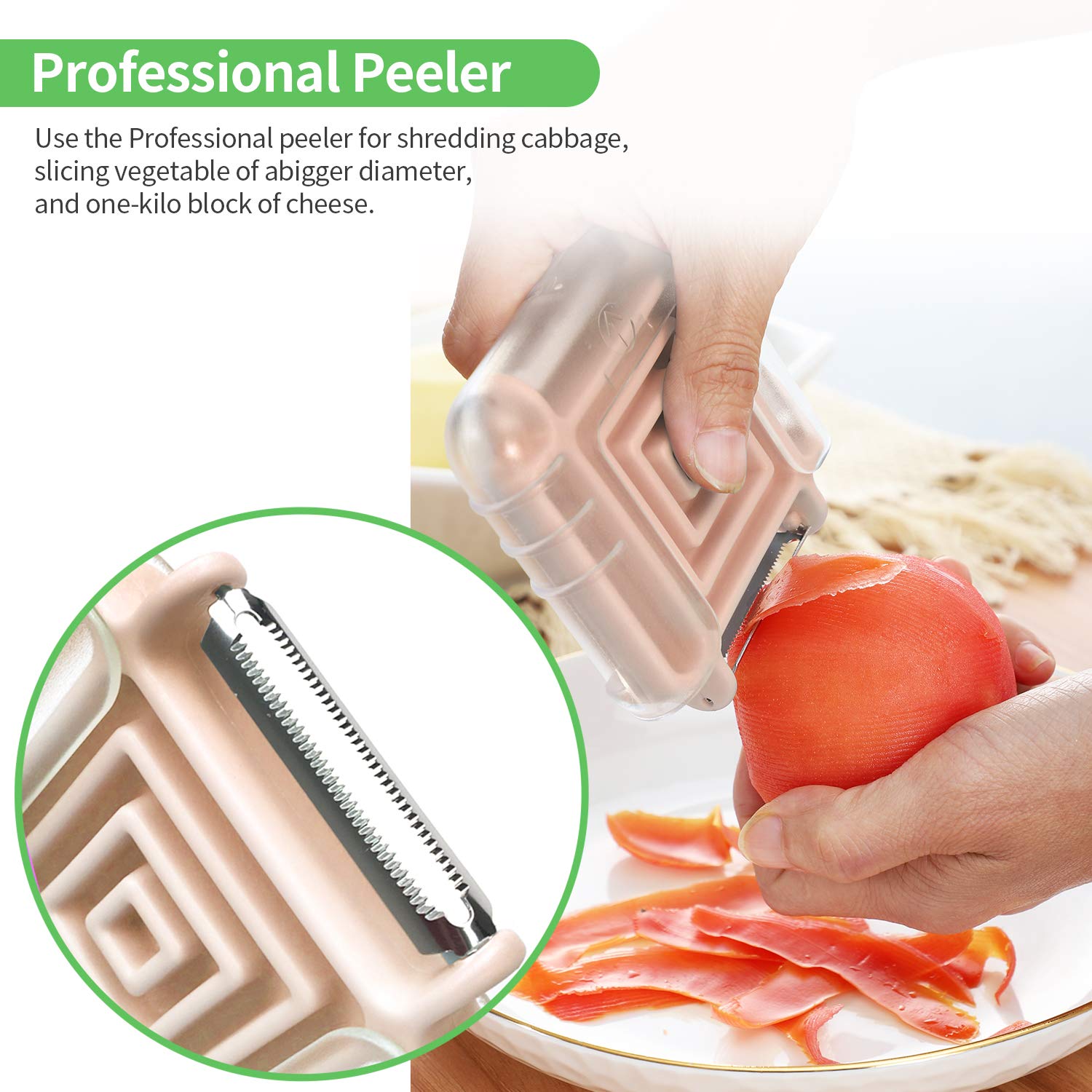 Seektop 3 in 1 Vegetable Peeler for Potato Tomato Carrot Zucchini Peelers with Swivel Julienne Serrated Stainless Steel Blades (Orange)