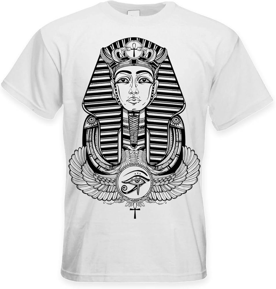 T Shirts Egyptian Pharoah With Winged Ankh Symbol Print T Shirt 2284