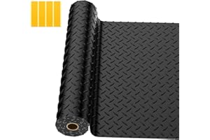 NarwooAuto 4x6 FT Garage Floor Mat,2.8mm Thickened PVC Flooring Roll for Under Car,24 SQFT Diamond Plate Black Garage Mats for Truck,Trailer,SUVs,Van,Golf Cart,Motorcycle（Included Tapes）
