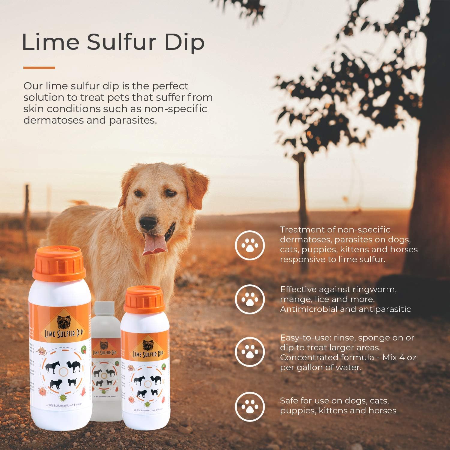 Classic's Lime Sulfur Dip (8 oz - Extra Strength Formula - Safe Solution for Dog Cat, Puppy, Kitten, Horse - Image 4