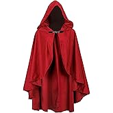 UQJE Medieval Cloak with Hood Halloween Renaissance Hooded Short Cape for Men and Women