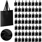 Roowest 60 Pack Canvas Tote Bags Bulk 16" x 15" Lightweight Blank Cotton Tote Bags Employee Appreciation Gifts for DIY Gift(Black)