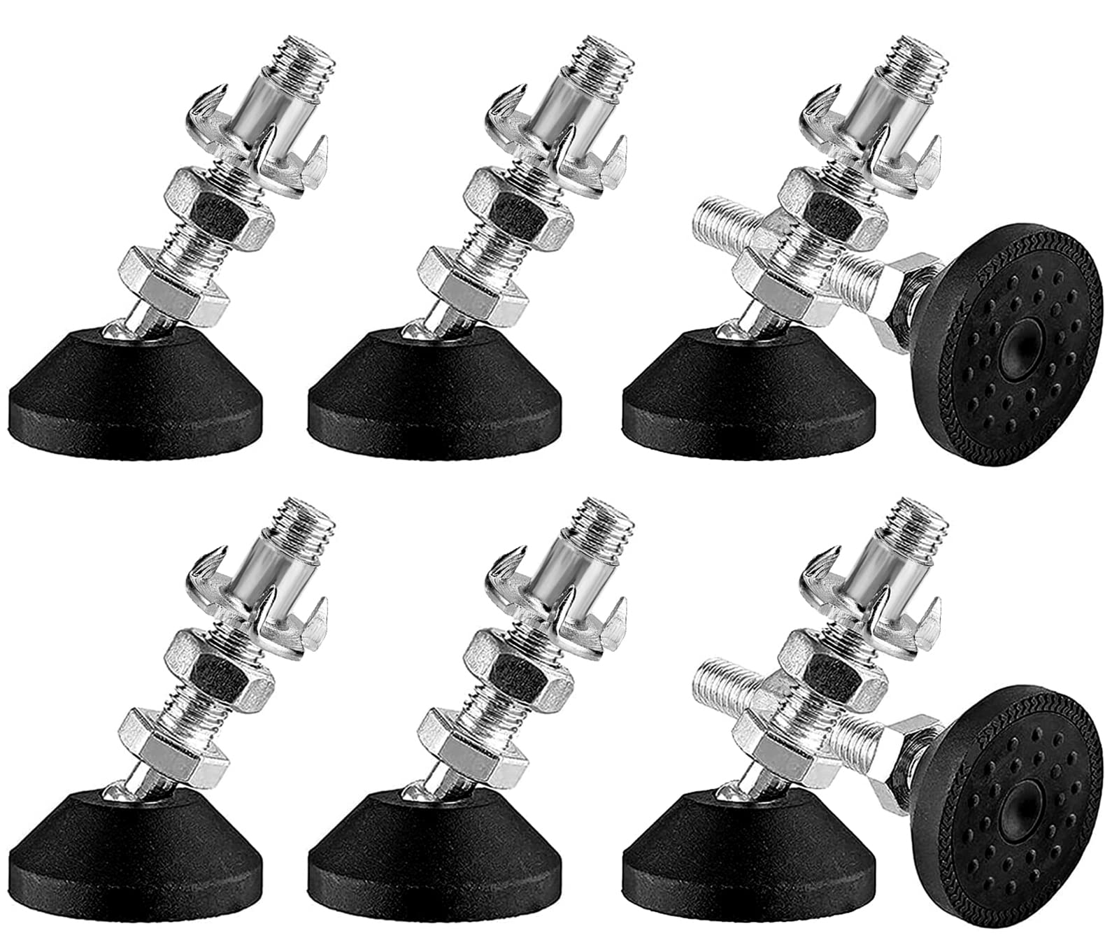 Pack of 8 Adjustable Feet M10 x 30 mm, Adjustable Plate Adjustable Foot with Quiet Non-Slip Rubber Base, Adjustment Screw, M10, Can 450 kg, 30° Tilt Adjustment, Machine Feet for Table Legs, Chair Legs