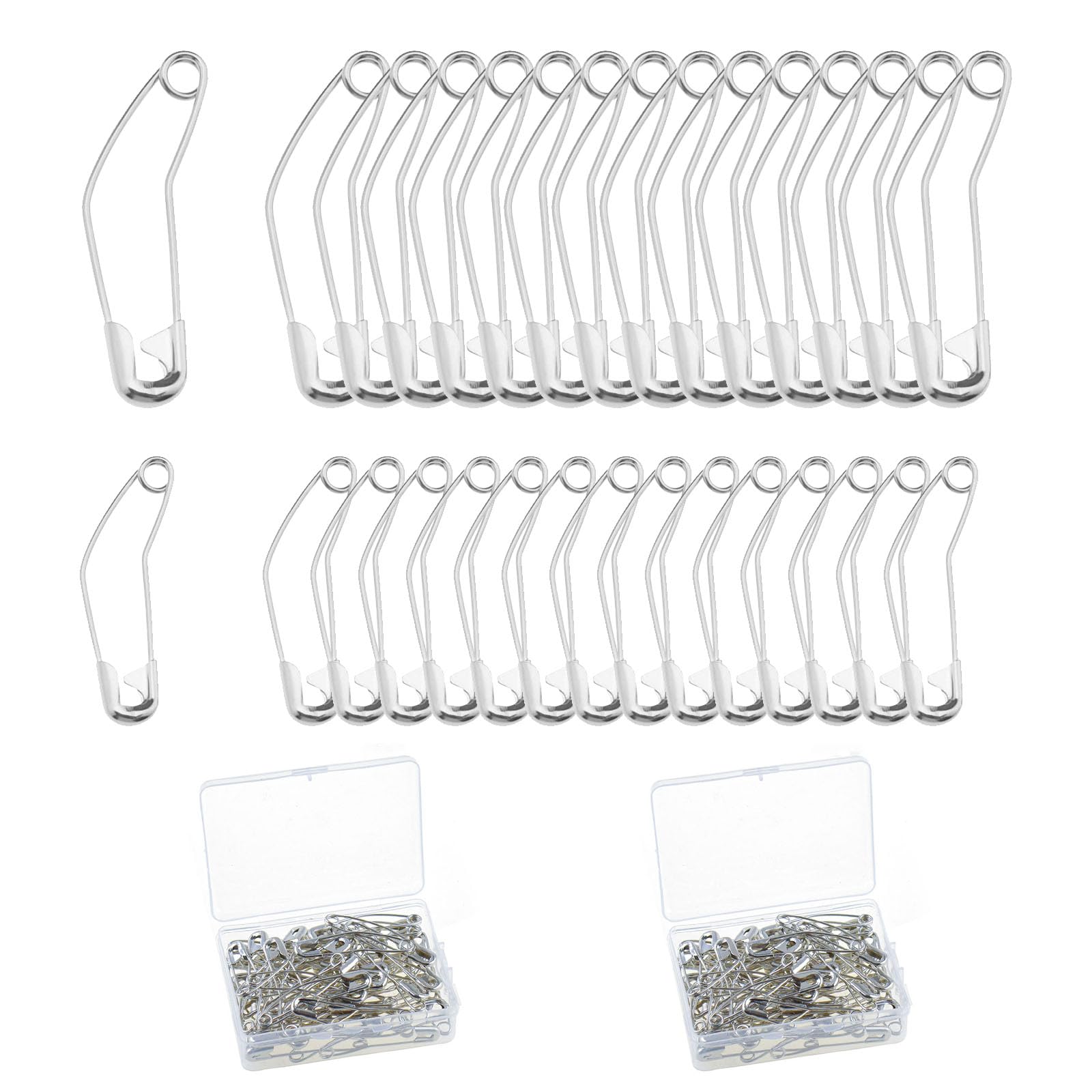 160Pcs Curved Safety Pins Large Plated Steel for Crafting, Quilting, Sewing and Basting - Enough Size