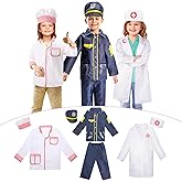 LOYO Kids Role Play Dress Up Clothes for 3-8 Years Old Play, 3 Sets Policeman/Chef/Doctor Costume for Kids And Toddlers Boys and Girls Halloween Costumes