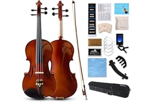 SSIUKLRR Violin 1/4 Set, Beginner Violin for Kids,Students,1/4 Violin with spruce,maple and pure ebony accessories.Violin with 13 pieces for Beginner Kids ages 5-7,Students,Professional Performers (Natural-A)
